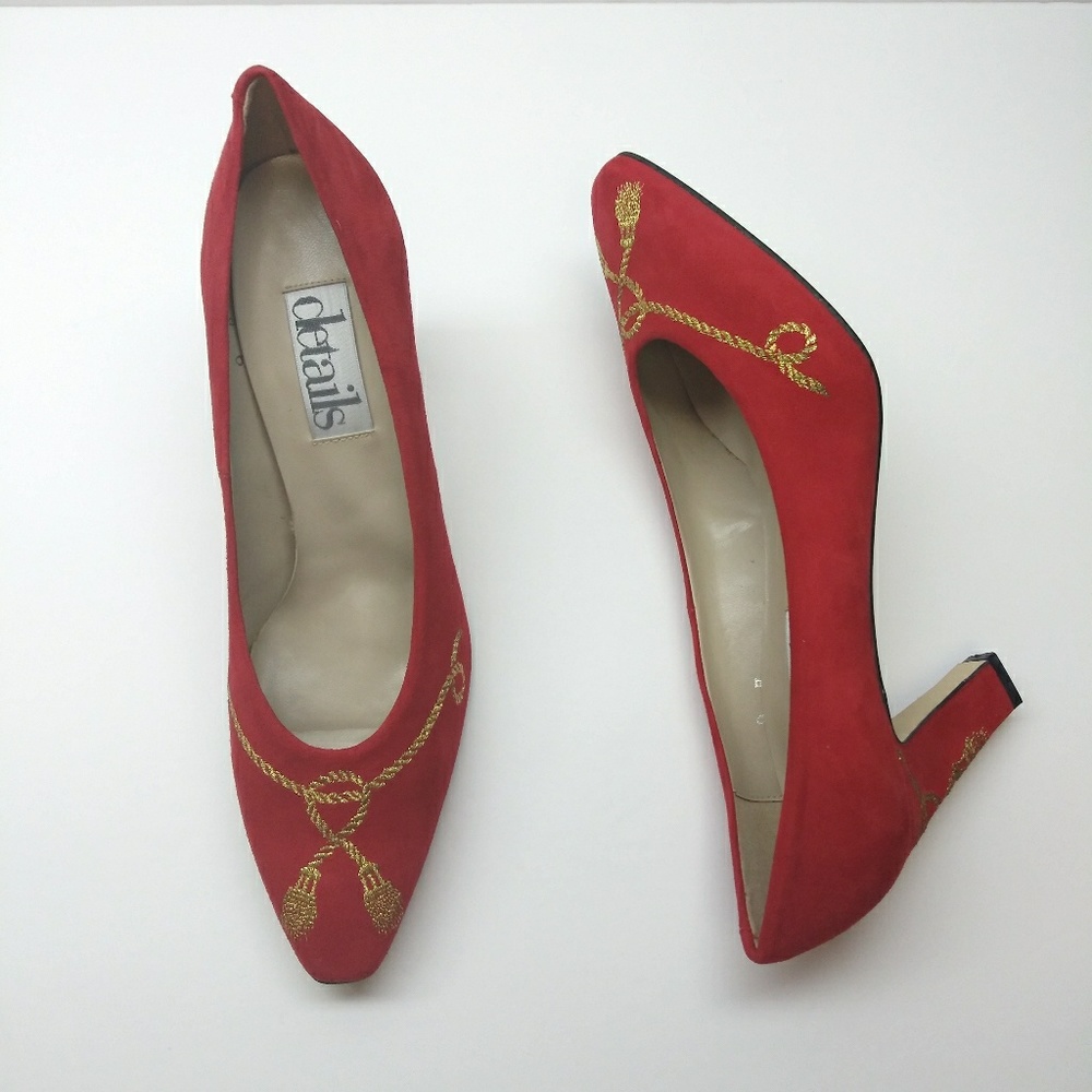 NWOT Made in Spain embroidery leather  suede heels